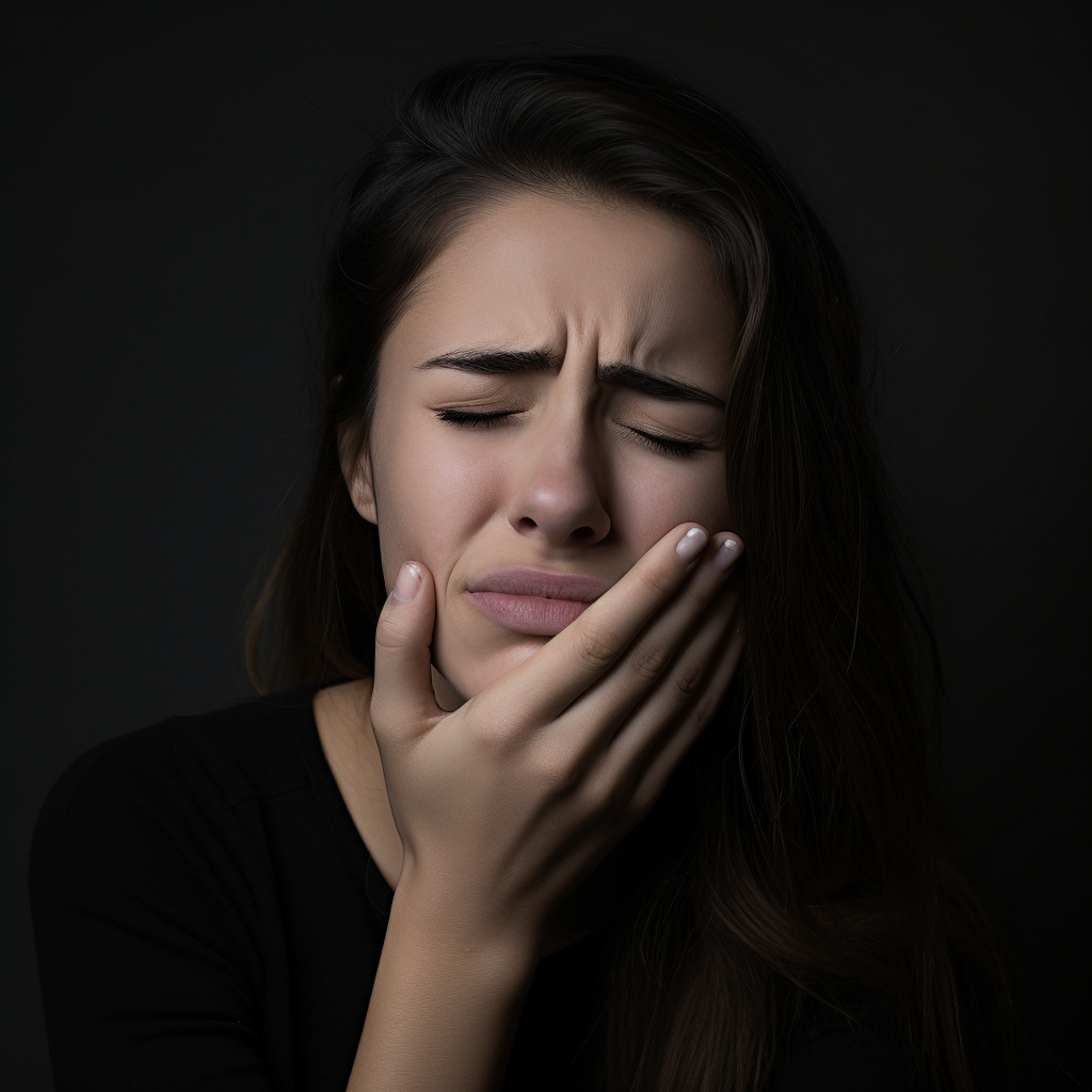 Woman Holding The Side Of Her Face Due To A Tooth Ache